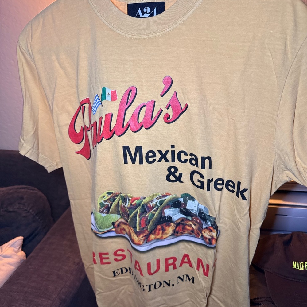 A24 Tan Graphic Tee - Mexican & Greek Theme